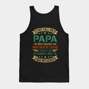 Funny Grandpa Shirts, Papa Partner In Crime Dad Fathers Day Tank Top
